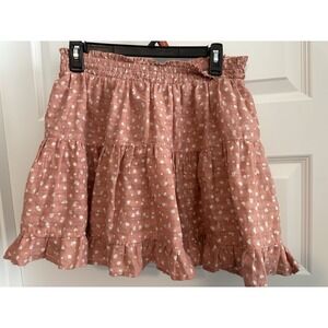 True Craft Women's Pink And‎ White Floral Skirt Ruffle Size Large